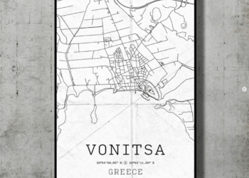 Map Vonitsa, Poster, White, A4