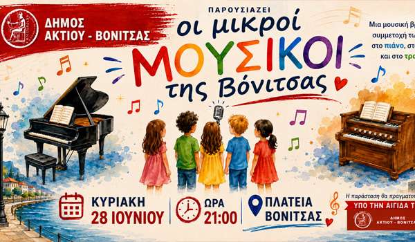 Πιάνο, αρμόνιο και τραγούδι: Οι μικροί καλλιτέχνες της Βόνιτσας στη σκηνή