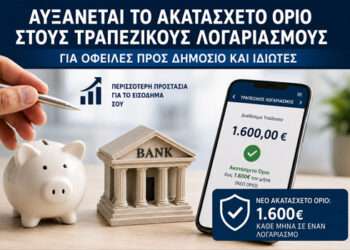 Αυξάνεται το ακατάσχετο όριο στους τραπεζικούς λογαριασμούς για φυσικά πρόσωπα