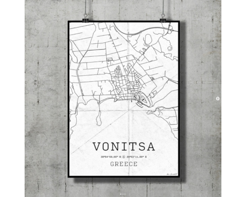 Map Vonitsa, Poster, White, A4